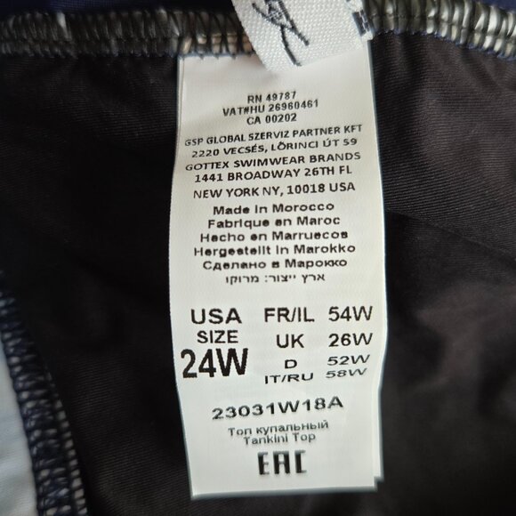 Profile by Gottex Harmony Solid Navy Ruched Tankini Top Plus Size 24W - Picture 9 of 11